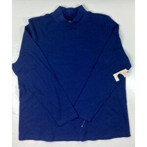 St. Johns Bay Womens Blue Essential Mockneck Long-Sleeve Cotton Shirt Size 2X